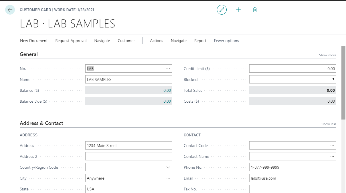 Create Lab Samples Customer