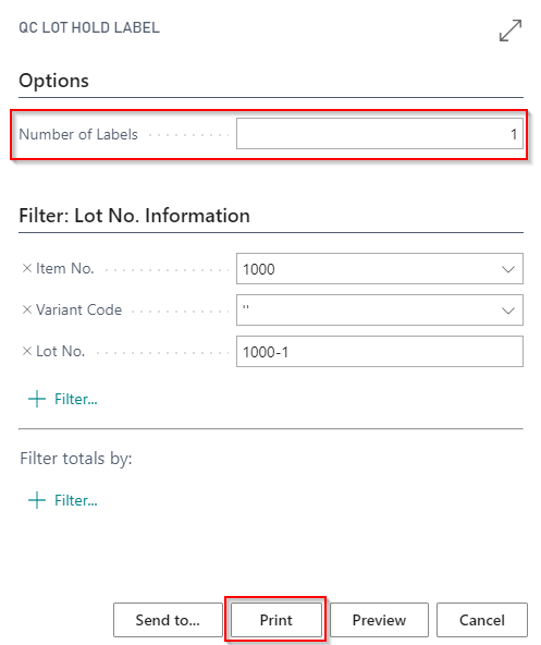 How to:Print/Hold/Released/Rejected label