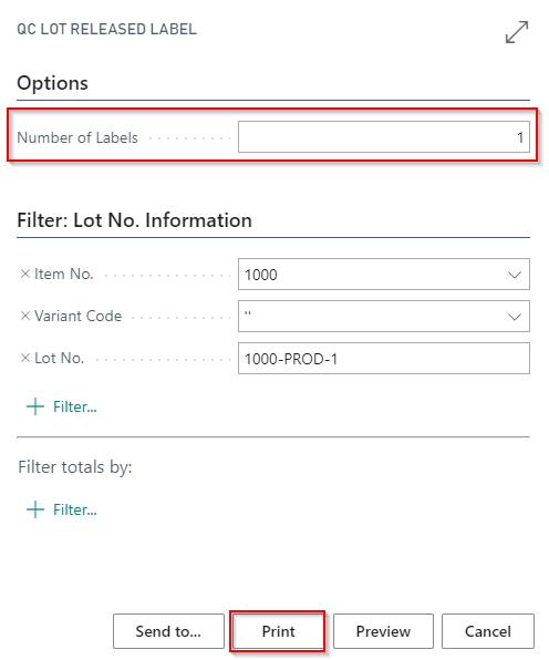 How to:Print/Hold/Released/Rejected label