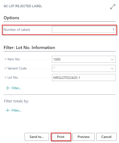 How to:Print/Hold/Released/Rejected label