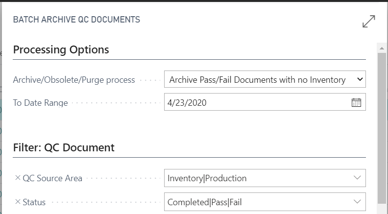 Batch Archive QC Documents