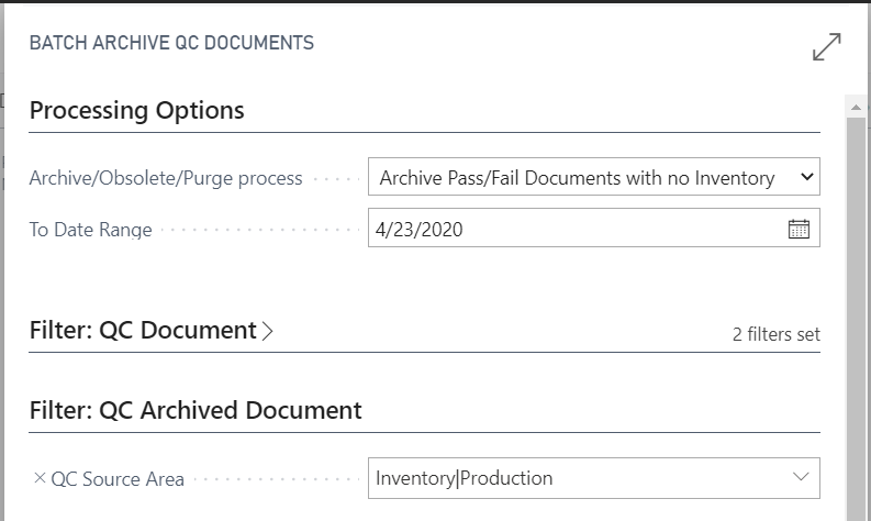 Batch Archive QC Documents